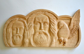 Lord God in the Holy Trinity - linden wood bas-relief