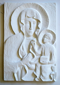 Our Lady of Częstochowa, Queen of Poland - a bas-relief made of artificial stone