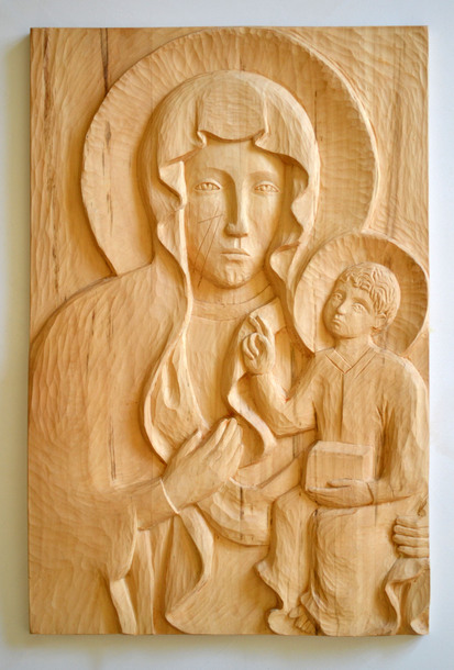 Our Lady of Częstochowa, Queen of Poland - relief made of linden wood (1)