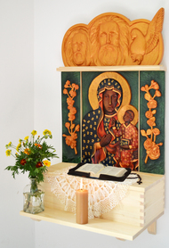 Large Home Altar nr 1 - four hand-painted bas-reliefs made of artificial stone