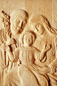 Holy Family - linden wood bas-relief