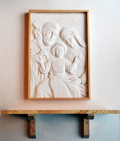 Set for Holy Family Prayer - two elements - bas-relief made of artificial stone