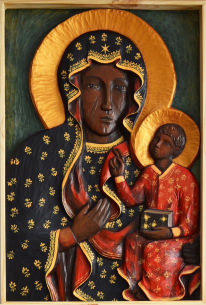 Our Lady of Częstochowa, Queen of Poland - bas-relief made of artificial stone, hand-painted (1)