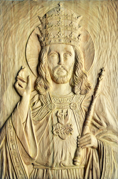 Our Lord Jesus Christ, King of the Universe - linden wood bas-relief (1)