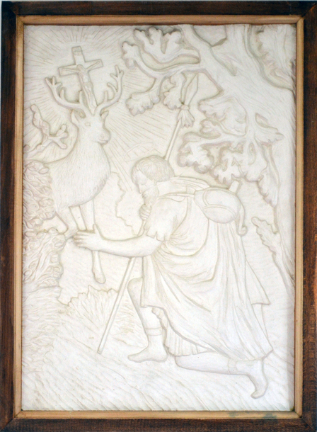 The Vision of Saint Hubert - artifical stone bas-relief (1)
